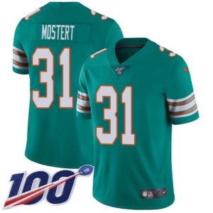 Exceptional Dolphins #31 Raheem Mostert Aqua Green Alternate Youth Stitched NFL 100th Season Vapor Untouchable Limited Jersey