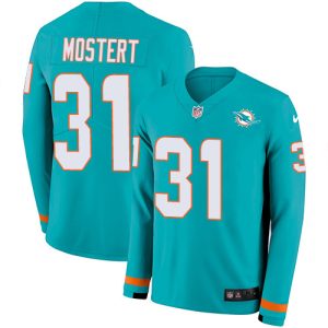 Gorgeous Dolphins #31 Raheem Mostert Aqua Green Team Color Youth Stitched NFL Limited Therma Long Sleeve Jersey