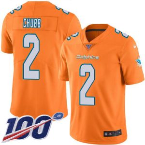 Exceptional Dolphins #2 Bradley Chubb Orange Youth Stitched NFL Limited Rush 100th Season Jersey