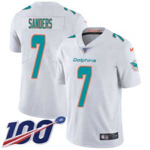 Finest Dolphins #7 Jason Sanders White Youth Stitched NFL 100th Season Vapor Limited Jersey