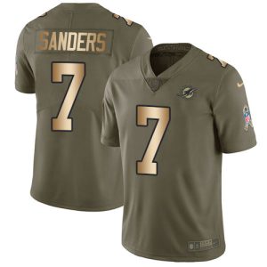 Outstanding Dolphins #7 Jason Sanders Olive/Gold Youth Stitched NFL Limited 2017 Salute To Service Jersey