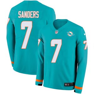 Finest Dolphins #7 Jason Sanders Aqua Green Team Color Youth Stitched NFL Limited Therma Long Sleeve Jersey