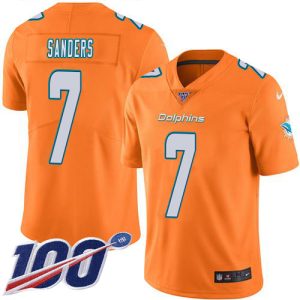 Finest Dolphins #7 Jason Sanders Orange Youth Stitched NFL Limited Rush 100th Season Jersey