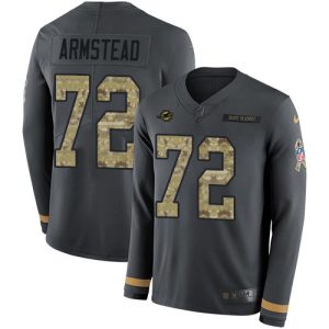 Marvelous Dolphins #72 Terron Armstead Anthracite Salute to Service Youth Stitched NFL Limited Therma Long Sleeve Jersey