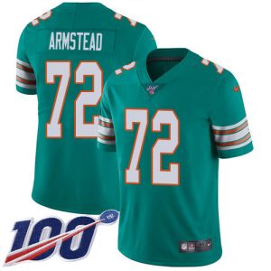 Finest Dolphins #72 Terron Armstead Aqua Green Alternate Youth Stitched NFL 100th Season Vapor Untouchable Limited Jersey