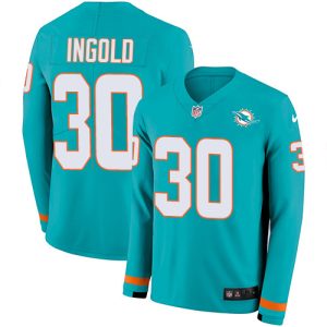 Finest Dolphins #30 Alec Ingold Aqua Green Team Color Youth Stitched NFL Limited Therma Long Sleeve Jersey