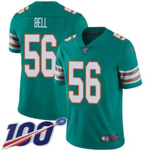 Finest Dolphins #56 Quinton Bell Aqua Green Alternate Youth Stitched NFL 100th Season Vapor Untouchable Limited Jersey