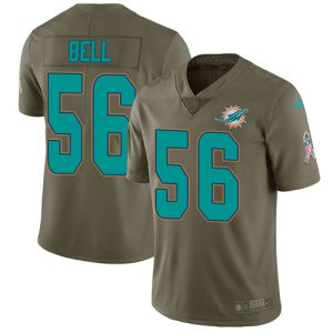 Premium Dolphins #56 Quinton Bell Olive Youth Stitched NFL Limited 2017 Salute to Service Jersey