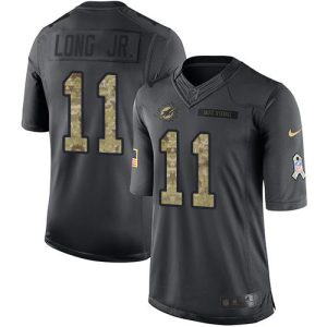 Superb Dolphins #11 David Long Jr. Black Youth Stitched NFL Limited 2016 Salute to Service Jersey