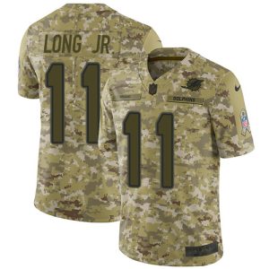 Gorgeous Dolphins #11 David Long Jr. Camo Youth Stitched NFL Limited 2018 Salute To Service Jersey