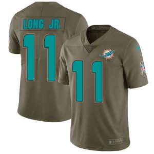 Exceptional Dolphins #11 David Long Jr. Olive Youth Stitched NFL Limited 2017 Salute to Service Jersey