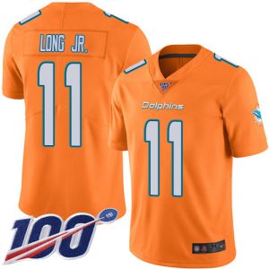 Superior Dolphins #11 David Long Jr. Orange Youth Stitched NFL Limited Rush 100th Season Jersey
