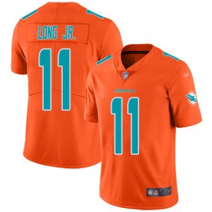 Superb Dolphins #11 David Long Jr. Orange Youth Stitched NFL Limited Inverted Legend Jersey