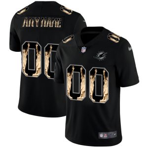 Exceptional Miami Dolphins Custom Carbon Black Vapor Statue Of Liberty Limited NFL Jersey