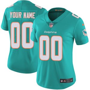 Premium Miami Dolphins Customized Aqua Green Team Color Stitched Vapor Untouchable Limited Women's NFL Jersey