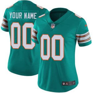 Finest Miami Dolphins Customized Aqua Green Alternate Stitched Vapor Untouchable Limited Women's NFL Jersey