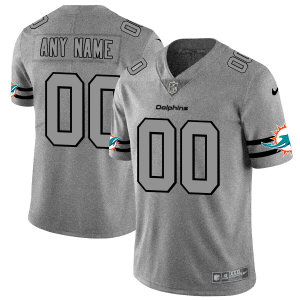 Marvelous Miami Dolphins Custom Men's  Gray Gridiron II Vapor Untouchable Limited NFL Jersey