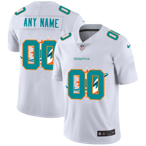 Premium Miami Dolphins Custom White Men's  Team Logo Dual Overlap Limited NFL Jersey