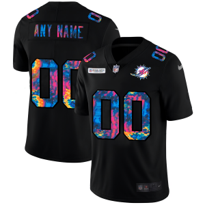 Premium Miami Dolphins Custom Men's  Multi-Color Black 2020 NFL Crucial Catch Vapor Untouchable Limited Jersey