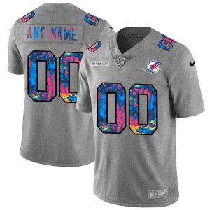 Superior Miami Dolphins Custom Men's  Multi-Color 2020 NFL Crucial Catch Vapor Untouchable Limited Jersey Greyheather