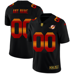 Gorgeous Miami Dolphins Custom Men's Black  Red Orange Stripe Vapor Limited NFL Jersey