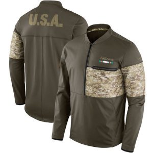 Finest Men's Miami Dolphins Olive Salute to Service Sideline Hybrid Half-Zip Pullover Jacket