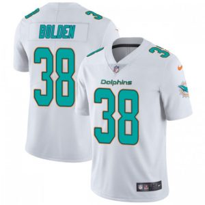 Gorgeous Dolphins #38 Brandon Bolden White Men's Stitched NFL Vapor Untouchable Limited Jersey