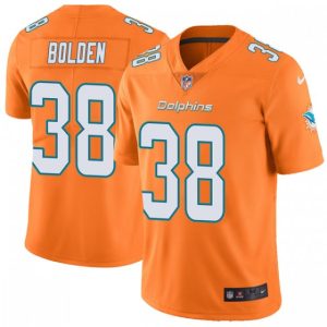 Exceptional Dolphins #38 Brandon Bolden Orange Men's Stitched NFL Limited Rush Jersey