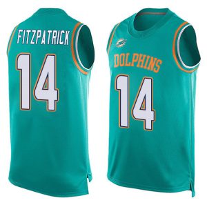 Superb Dolphins #14 Ryan Fitzpatrick Aqua Green Team Color Men's Stitched NFL Limited Tank Top Jersey