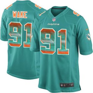 Marvelous Dolphins #91 Cameron Wake Aqua Green Team Color Men's Stitched NFL Limited Strobe Jersey