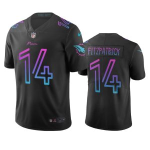 Exceptional Miami Dolphins #14 Ryan Fitzpatrick Black Vapor Limited City Edition NFL Jersey