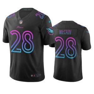 Exceptional Miami Dolphins #28 Bobby Mccain Black Vapor Limited City Edition NFL Jersey