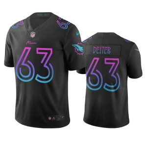 High quality Miami Dolphins #63 Michael Deiter Black Vapor Limited City Edition NFL Jersey