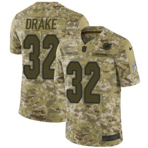 Premium Dolphins #32 Kenyan Drake Camo Men's Stitched NFL Limited 2018 Salute To Service Jersey