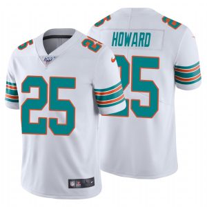 Marvelous Dolphins #25 Xavien Howard White Alternate Men's Stitched NFL 100th Season Vapor Untouchable Limited Jersey