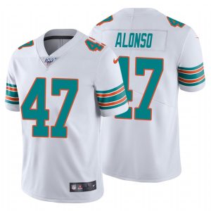 Finest Dolphins #47 Kiko Alonso White Alternate Men's Stitched NFL 100th Season Vapor Untouchable Limited Jersey