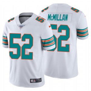 Finest Dolphins #52 Raekwon Mcmillan White Alternate Men's Stitched NFL 100th Season Vapor Untouchable Limited Jersey