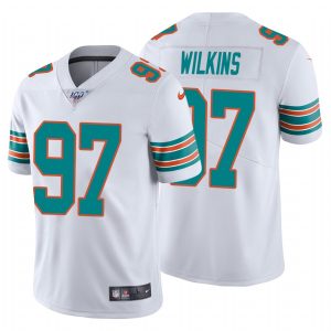Gorgeous Dolphins #97 Christian Wilkins White Alternate Men's Stitched NFL 100th Season Vapor Untouchable Limited Jersey
