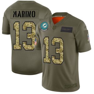 Marvelous Miami Dolphins #13 Dan Marino Men's 2019 Olive Camo Salute To Service Limited NFL Jersey