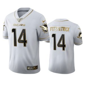 Superb Miami Dolphins #14 Ryan Fitzpatrick Men's White Golden Edition Vapor Limited NFL 100 Jersey
