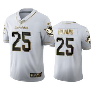 Finest Miami Dolphins #25 Xavien Howard Men's White Golden Edition Vapor Limited NFL 100 Jersey