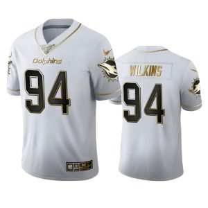 Gorgeous Miami Dolphins #94 Christian Wilkins Men's White Golden Edition Vapor Limited NFL 100 Jersey