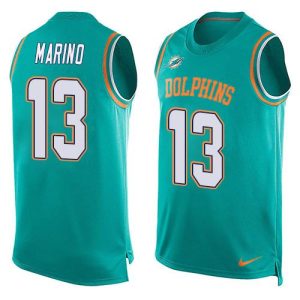 Outstanding Dolphins #13 Dan Marino Aqua Green Team Color Men's Stitched NFL Limited Tank Top Jersey