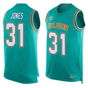 Superior Dolphins #31 Byron Jones Aqua Green Team Color Men's Stitched NFL Limited Tank Top Jersey