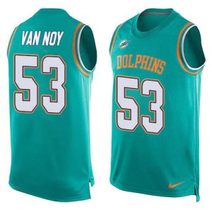 Outstanding Dolphins #53 Kyle Van Noy Aqua Green Team Color Men's Stitched NFL Limited Tank Top Jersey