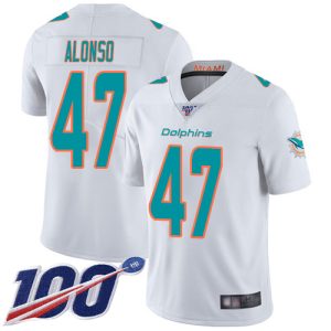 High quality Dolphins #47 Kiko Alonso White Men's Stitched NFL 100th Season Vapor Limited Jersey