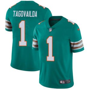 Gorgeous Dolphins #1 Tua Tagovailoa Aqua Green Alternate Men's Stitched NFL Vapor Untouchable Limited Jersey