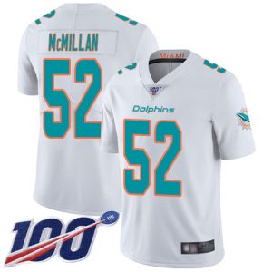 Outstanding Dolphins #52 Raekwon McMillan White Men's Stitched NFL 100th Season Vapor Limited Jersey