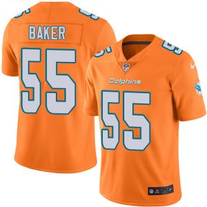 Finest Dolphins #55 Jerome Baker Orange Men's Stitched NFL Limited Rush Jersey