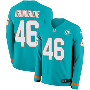 Exceptional Dolphins #46 Noah Igbinoghene Aqua Green Team Color Men's Stitched NFL Limited Therma Long Sleeve Jersey